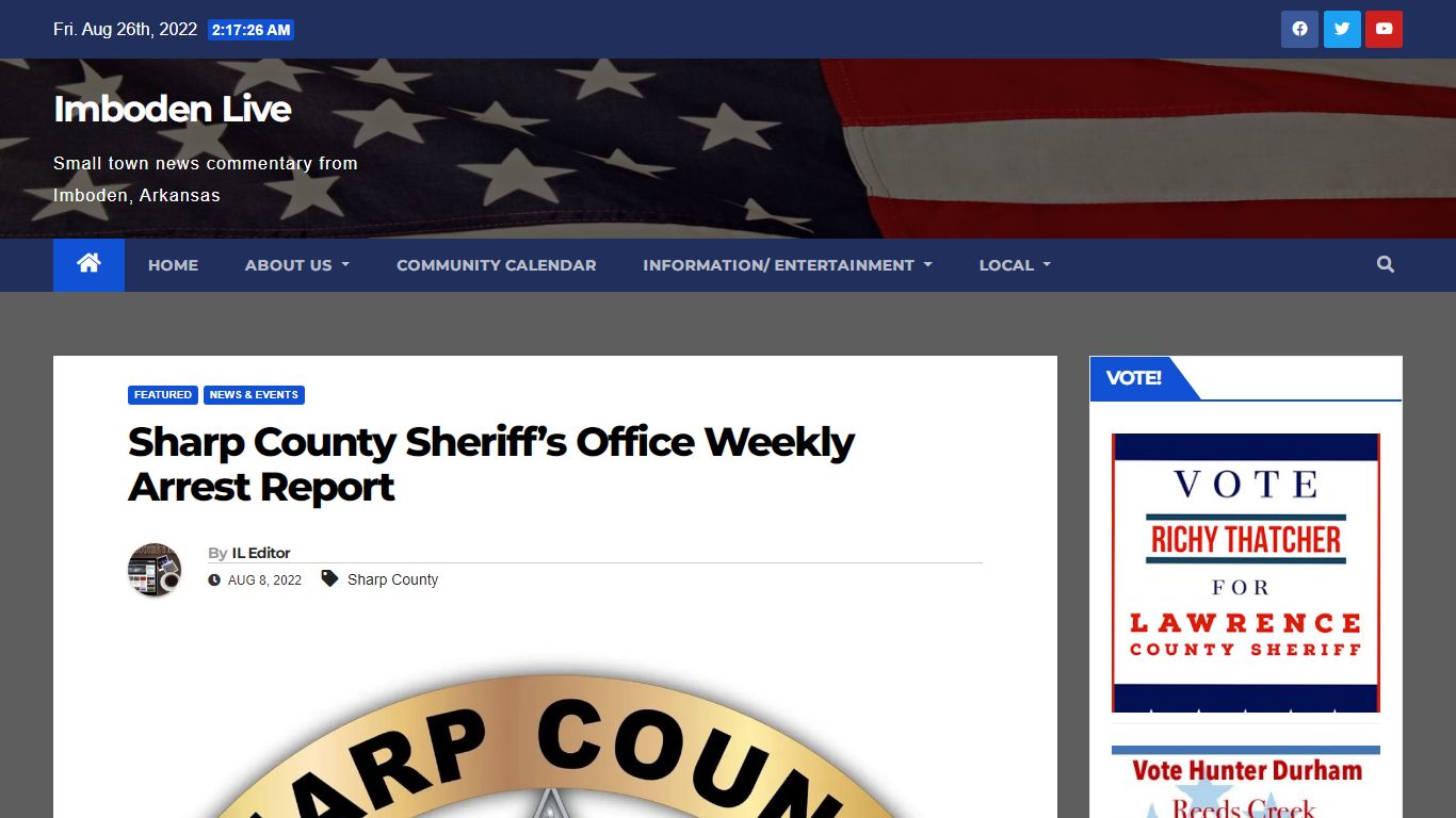 Sharp County Sheriff’s Office Weekly Arrest Report