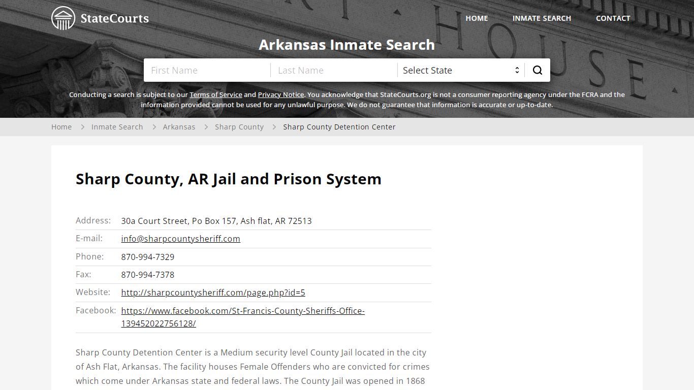 Sharp County, AR Jail and Prison System - statecourts.org